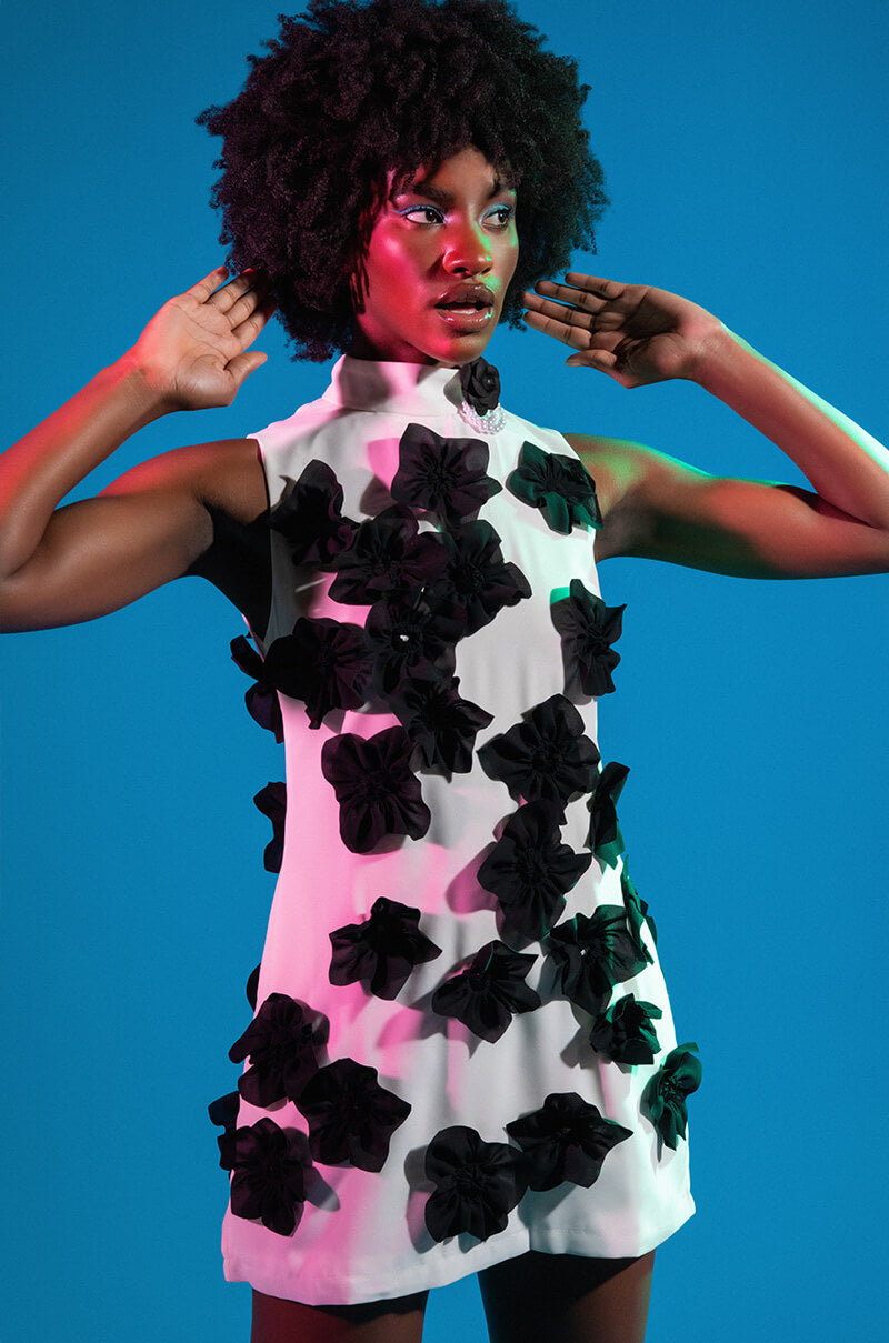 Extra View Allora Sleeveless Floral Applique Mini Dress