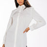 Front View Allure Open Back Button Down Blouse