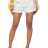 Front View Alpha High Rise Pleather Shorts In White