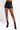 Front View Alpha High Rise Pleather Shorts in Black