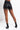 Back View Alpha High Rise Pleather Shorts in Black