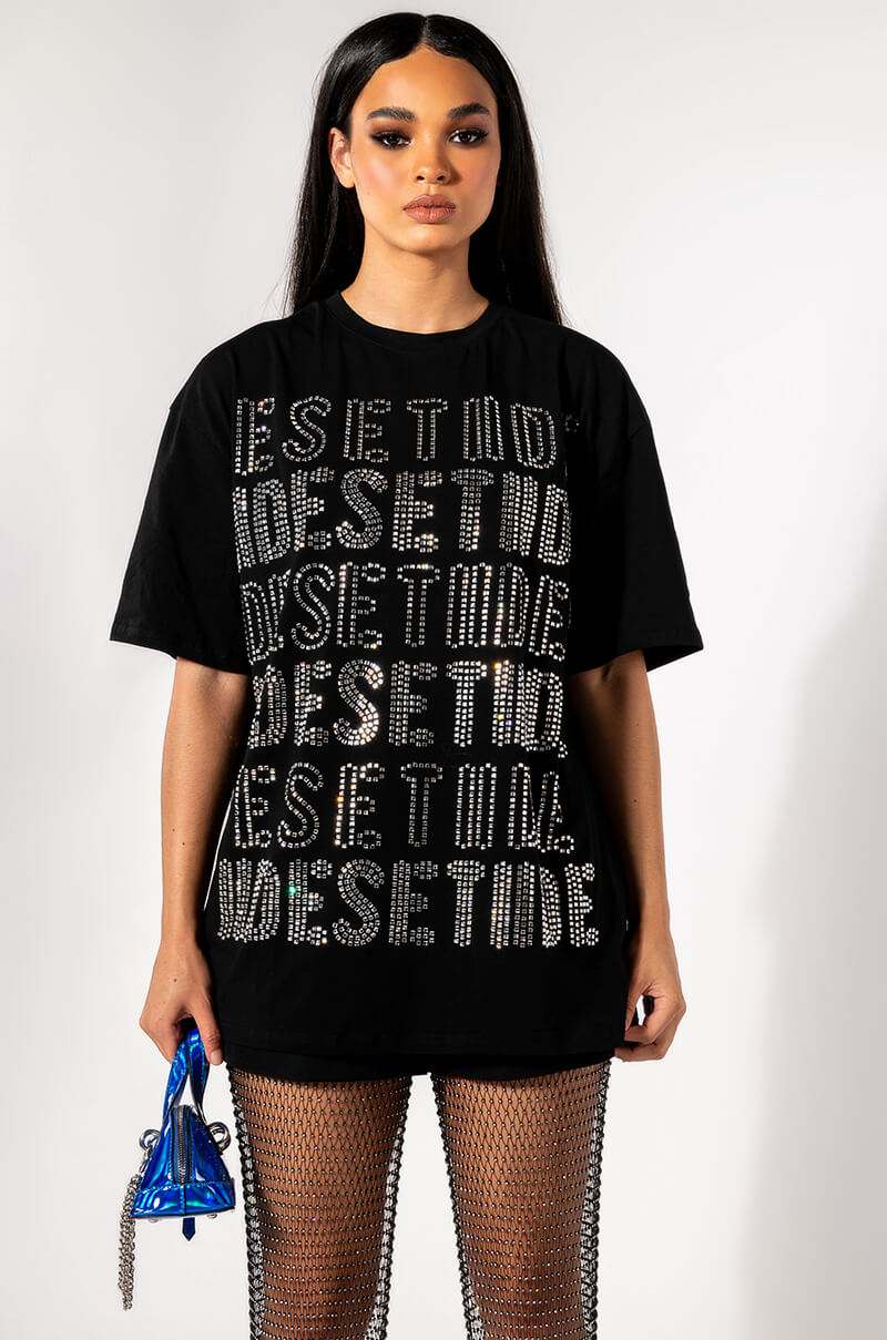 Back View Alphabet City Oversized Graphic Tshirt