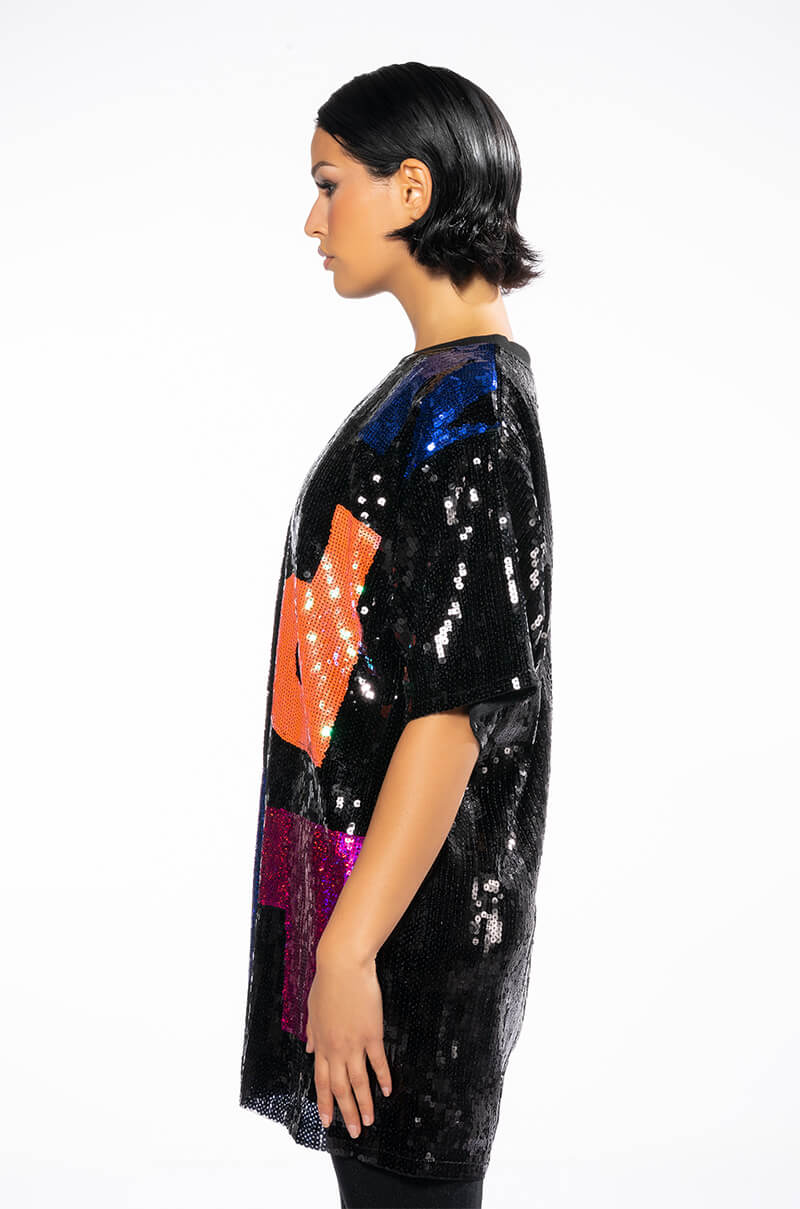 Full View Alphabet Sequin Covered Tshirt