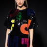 Front View Alphabet Sequin Tshirt Dress