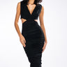 Front View Always A Slay This Way Low V Neck Midi Dress