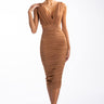 Front View Always A Slay This Way Low V Neck Midi Dress