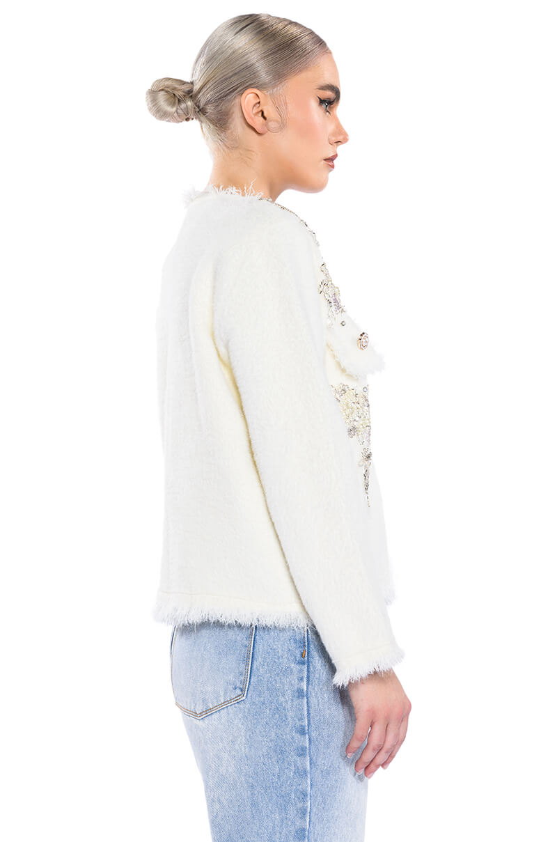 Full View Always Bling Rhinestone Button Front Cardigan