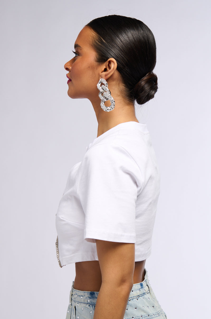 Side View Always Fresh Embellished T Shirt In White