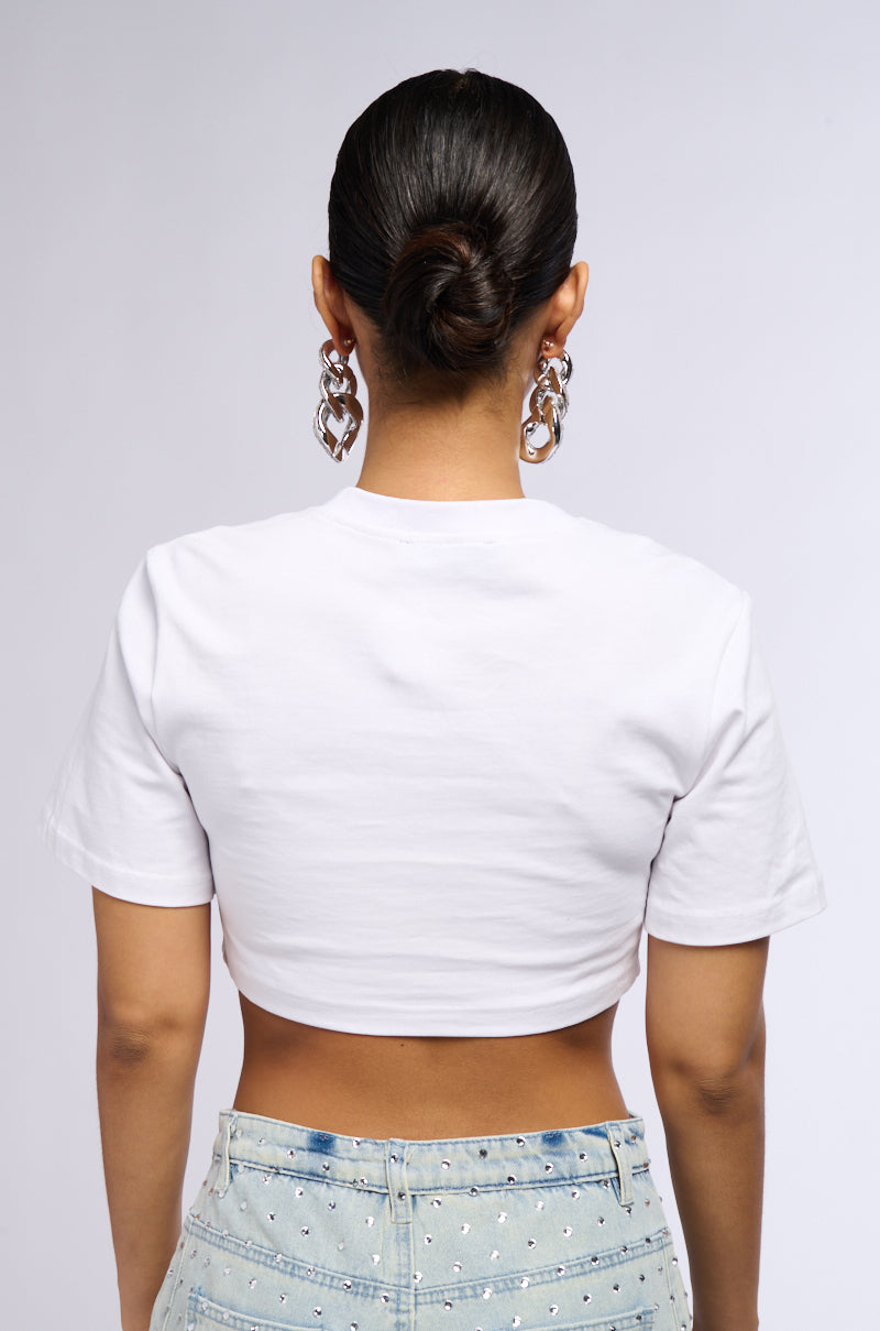 Back View Always Fresh Embellished T Shirt In White