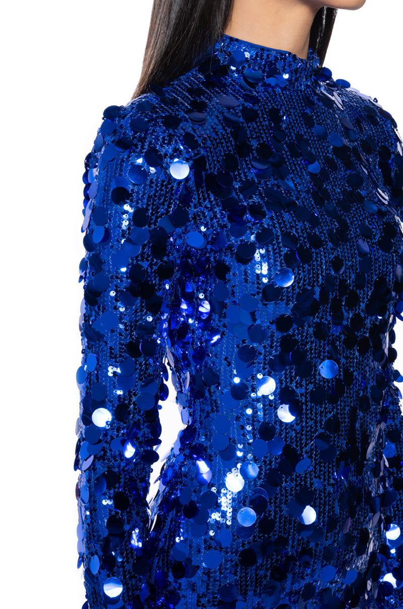 Extra View Always Full Glam Sequin Mini Dress In Royal Blue 9