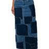 Front View Always Good Patchwork Denim Maxi Skirt