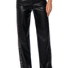 Front View Always On Time Faux Leather Studded Wide Leg Pant In Black