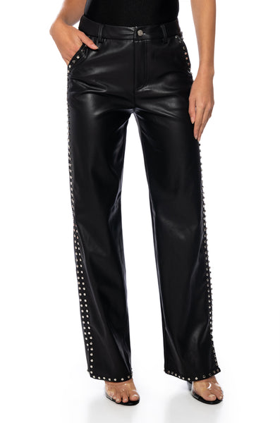 ALWAYS ON TIME FAUX LEATHER WIDE LEG PANT – AKIRA