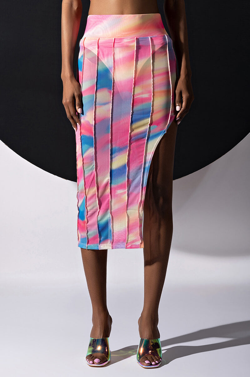 Front View Always The Bright Light Mesh Midi Skirt