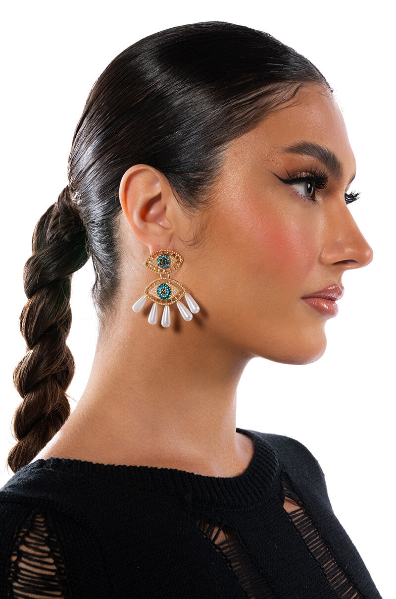 Front View Always Watching Embellished Earrings