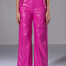 Front View Always Winning Faux Leather Jogger In Pink