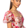 Front View Amber Breeze Floral Flounce Top