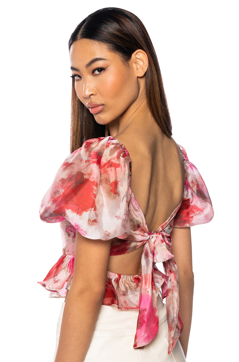 Back View Amber Breeze Floral Flounce Top 2