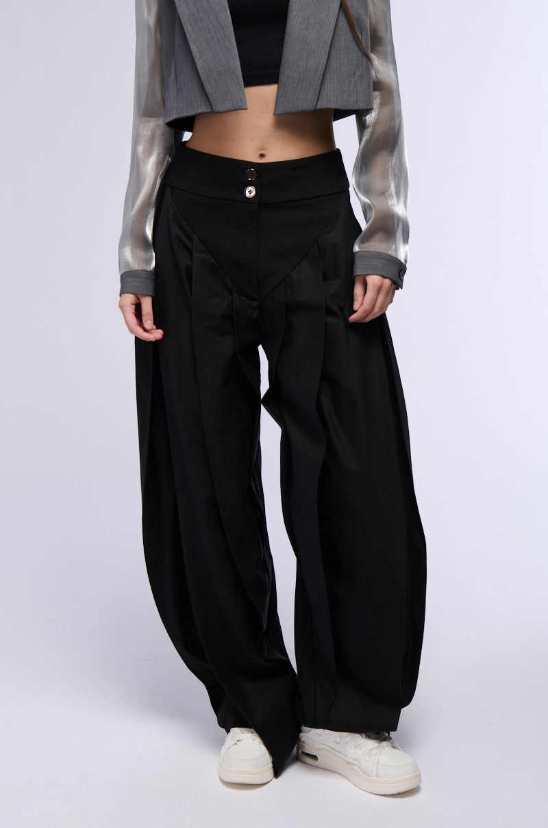 Side View Amber Wide Leg Pleated Trouser Pant