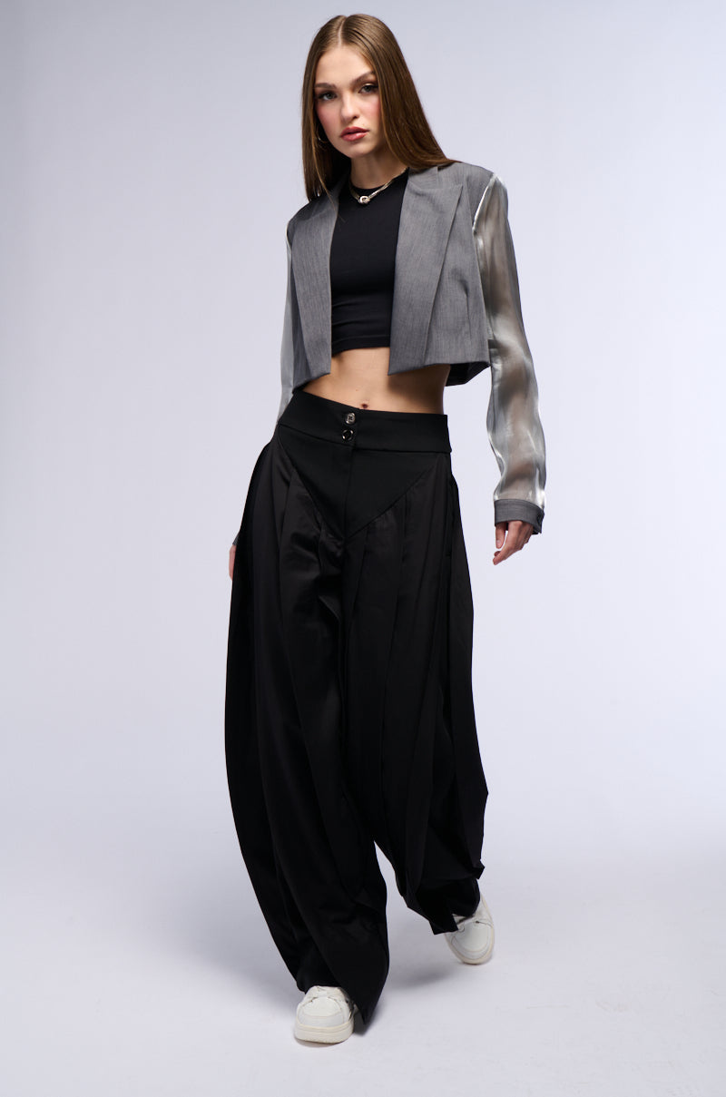 Detail View Amber Wide Leg Pleated Trouser Pant