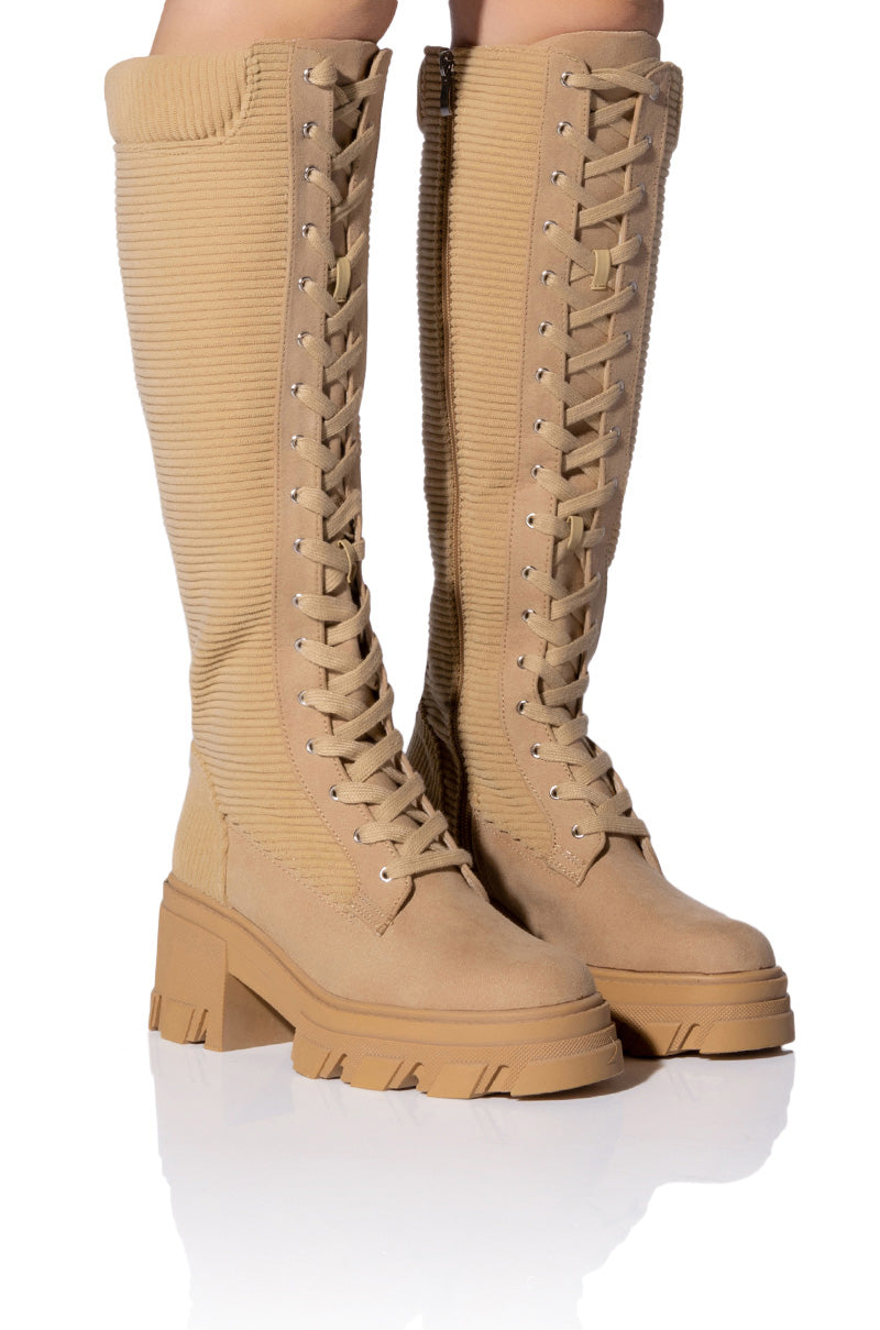 Front View Ambrose Lace Up Boot In Tan