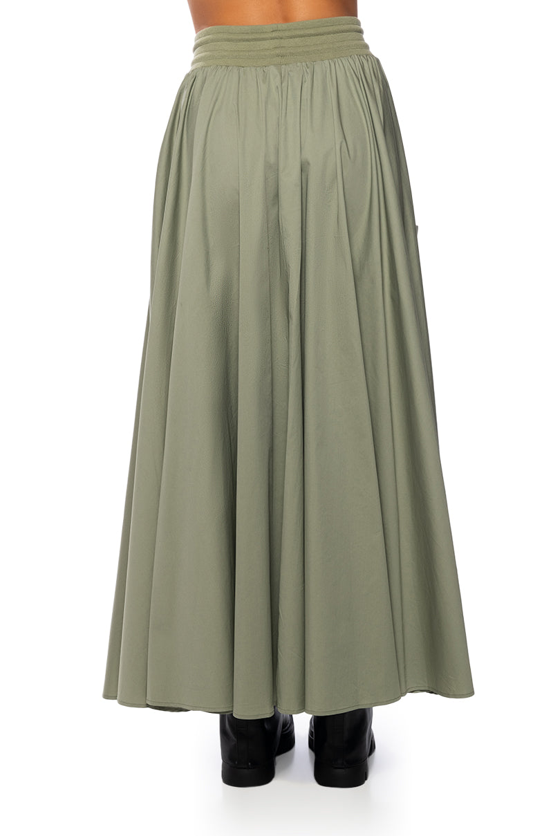 Extra View Amelia Cargo Pocket Maxi Skirt In Light Green