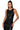 Front View Amelia Faux Leather Sleeveless Bodysuit