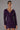 Front View Amethyst Ruched Faux Leather Long Sleeve Mini Dress