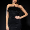 Front View Ami Feather Detailed Strapless Mini Dress