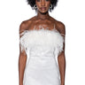 Front View Ami Feather Detailed Strapless Mini Dress