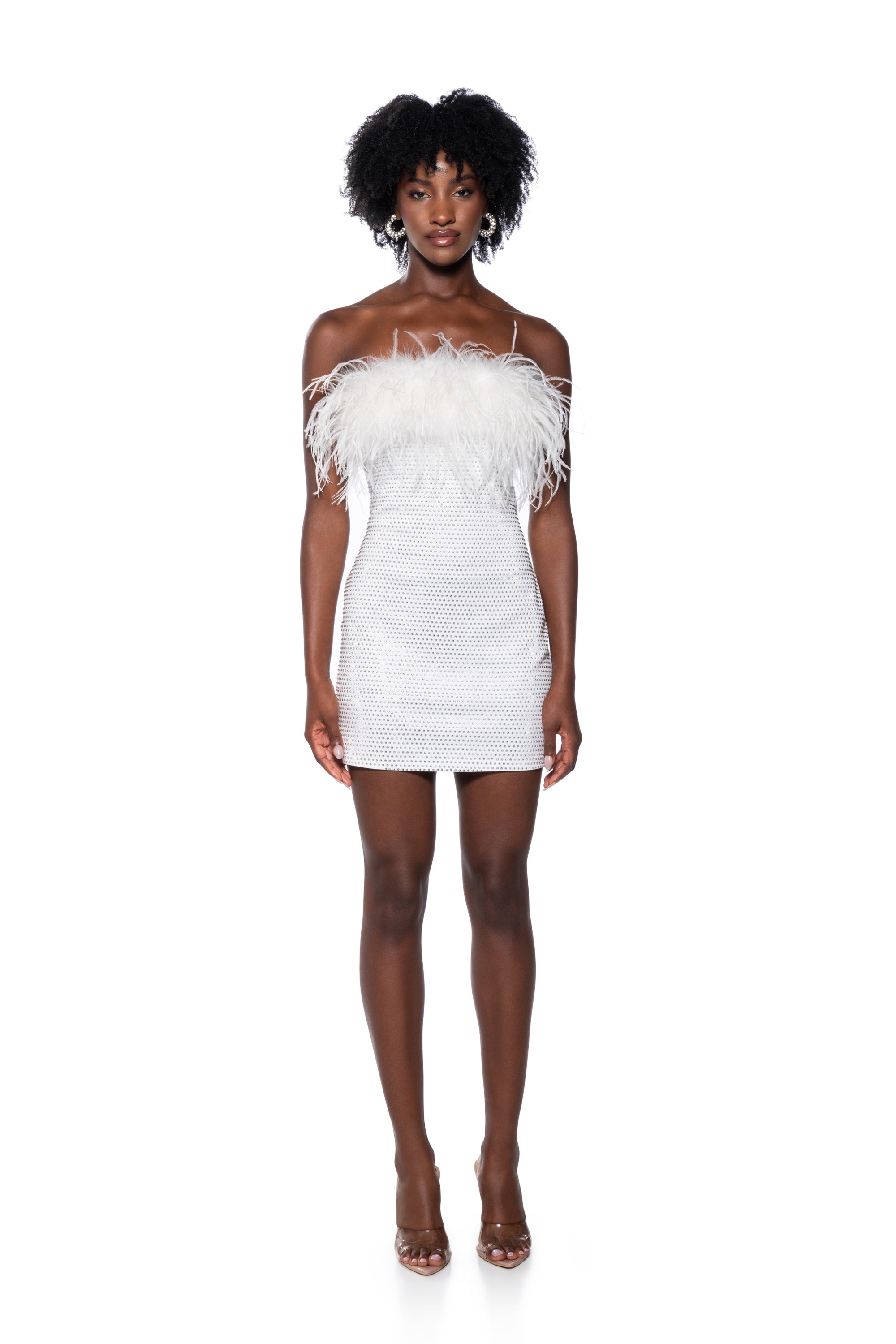 AMI FEATHER DETAILED STRAPLESS MINI DRESS AKIRA AMI FEATHER DETAILED STRAPLESS MINI DRESS AKIRA