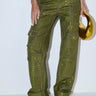 Front View Ammo Bonne Soiree Rhinestone Cargo Pants In Olive