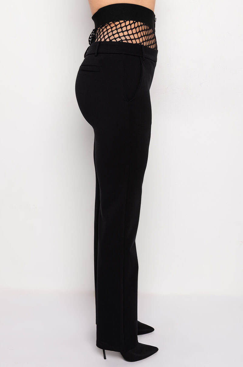 Back View Ammo X Akira Fishnet Straight Leg Pant