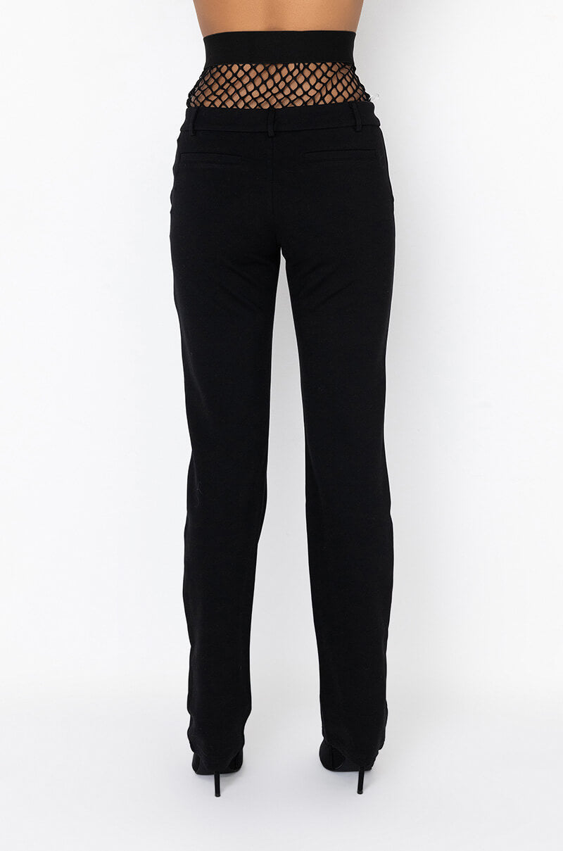 Back View Ammo X Akira Fishnet Straight Leg Pant