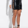 Front View Ammo X Akira Lets Stay Together Pleather Lace Up Mini Skirt