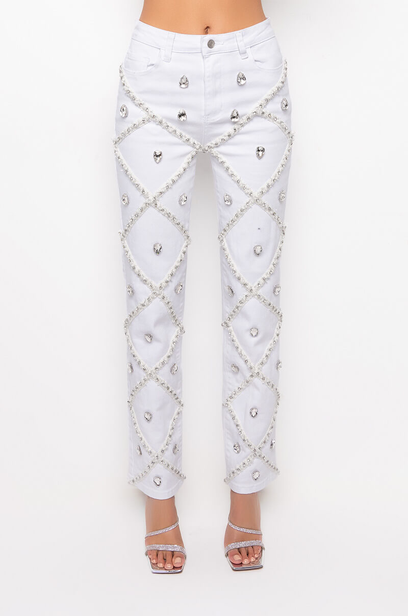 Detail View Ammo X Akira Tinseltown Premium Rhinestone Straight Jeans 3