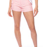 Front View Amy Faux Leather Cargo Shorts In Pink