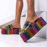 Front View And Another One Slip On Flatform Sandal in Rainbow