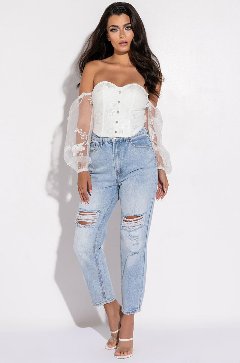 Side View Angel Babe Off The Shoulder Corset Blouse