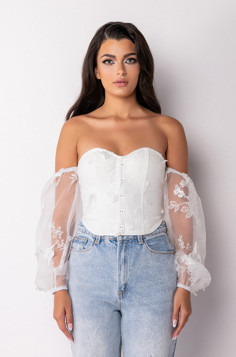 Back View Angel Babe Off The Shoulder Corset Blouse