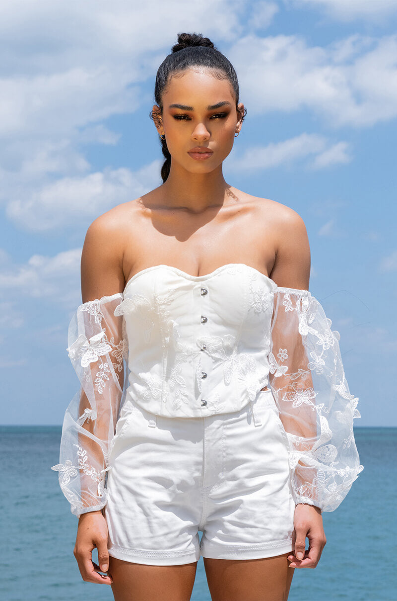 Back View Angel Babe Off The Shoulder Corset Blouse