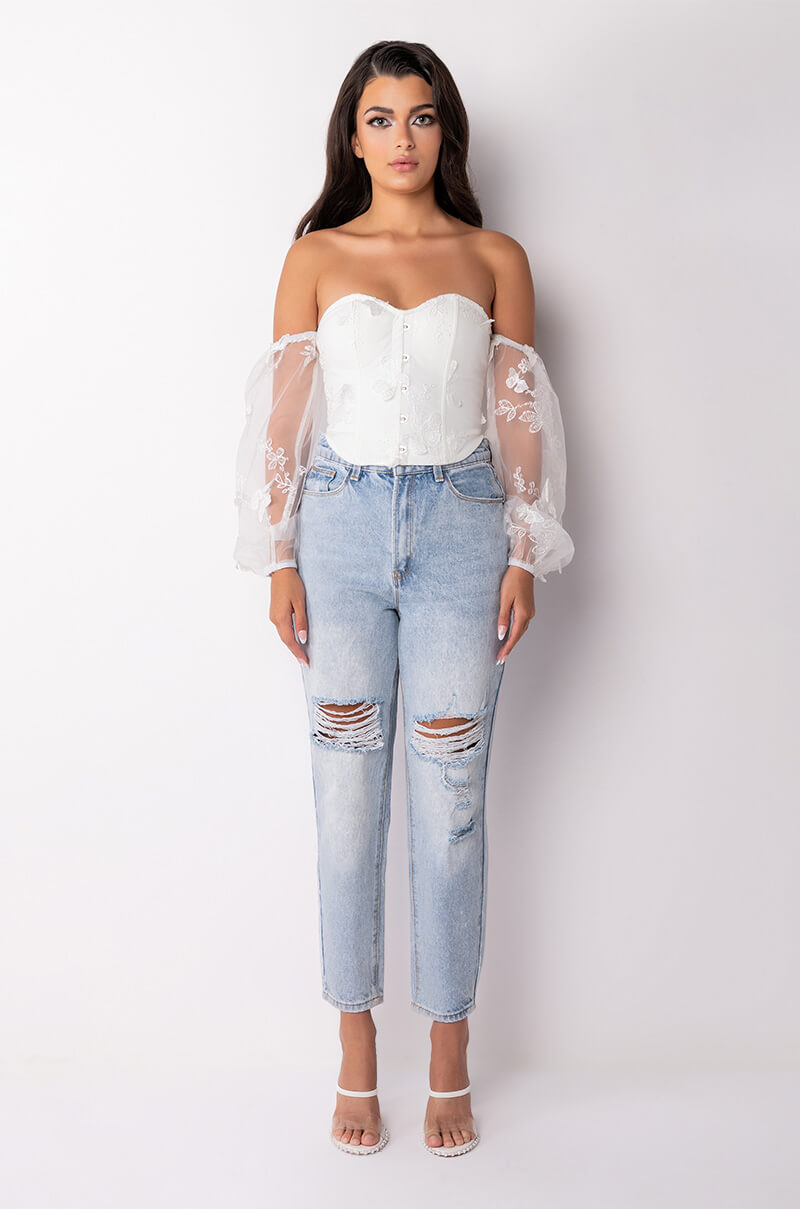 Extra View Angel Babe Off The Shoulder Corset Blouse