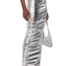 Front View Angel Energy Metallic Maxi Skirt In Silver