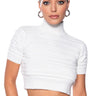 Front View Angel Energy Short Sleeve Turtleneck Sweater Top