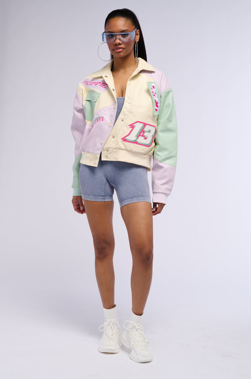 Extra View Angel Eyes Pastel Pu Color Block Bomber