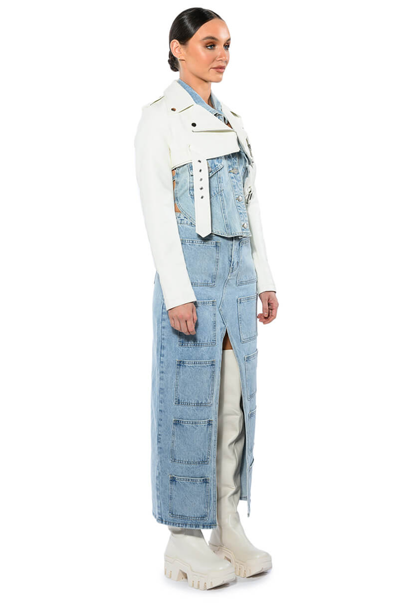 Extra View Angelica Denim Midi Open Slit Skirt