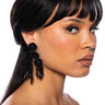 Front View Angelina Beaded Earring In Black