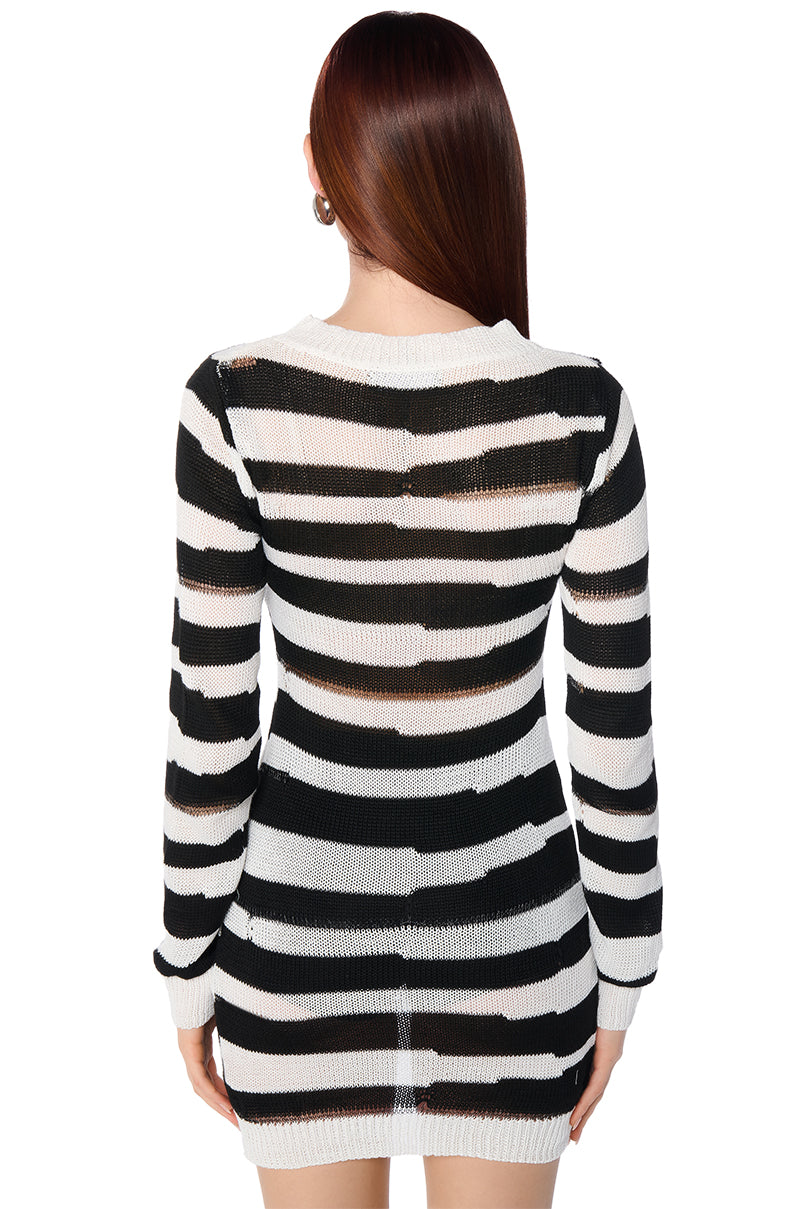 Detail View Ani Striped Long Sleeve Mini Dress 4