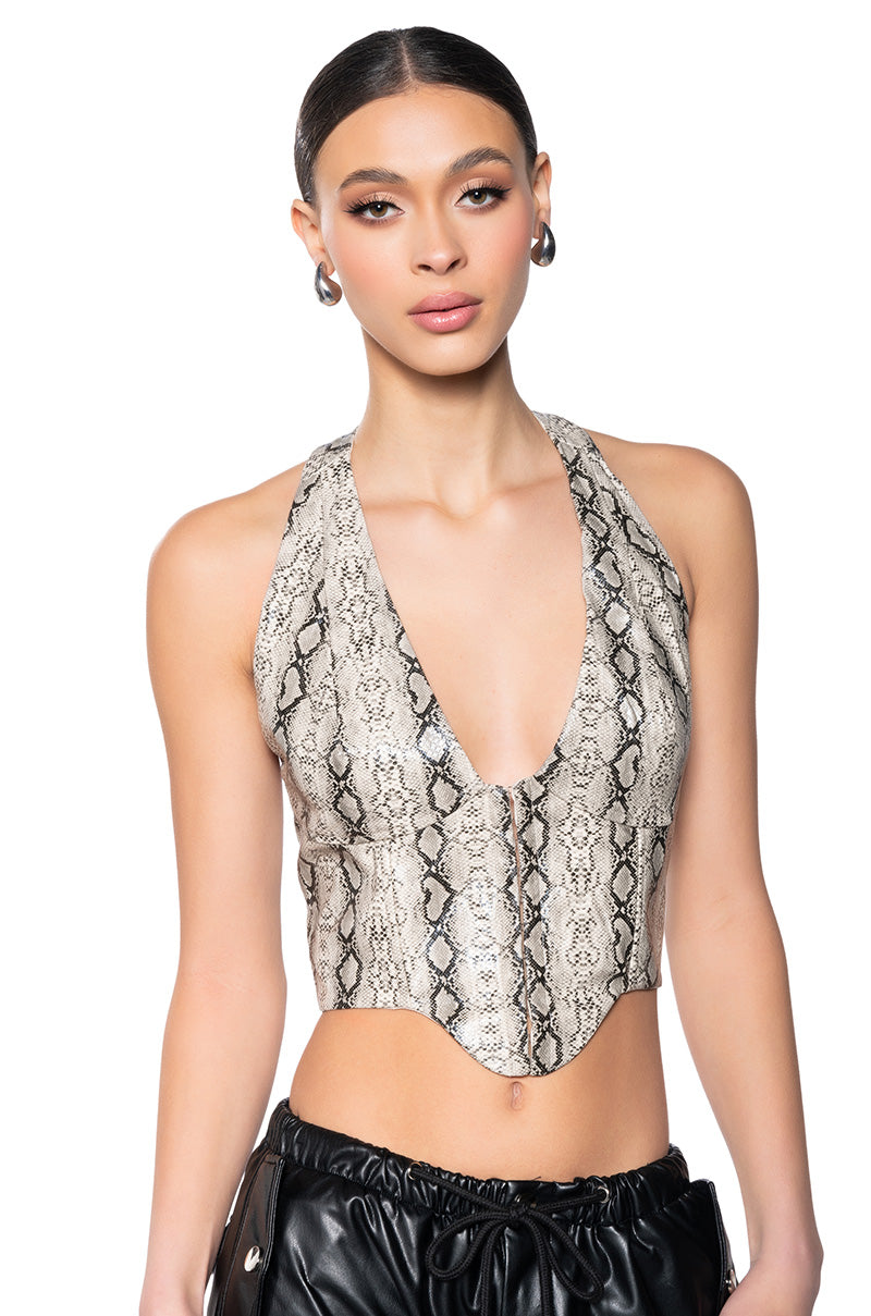 ANIMAL INSTICT HALTER NECK CORSET TOP view 0