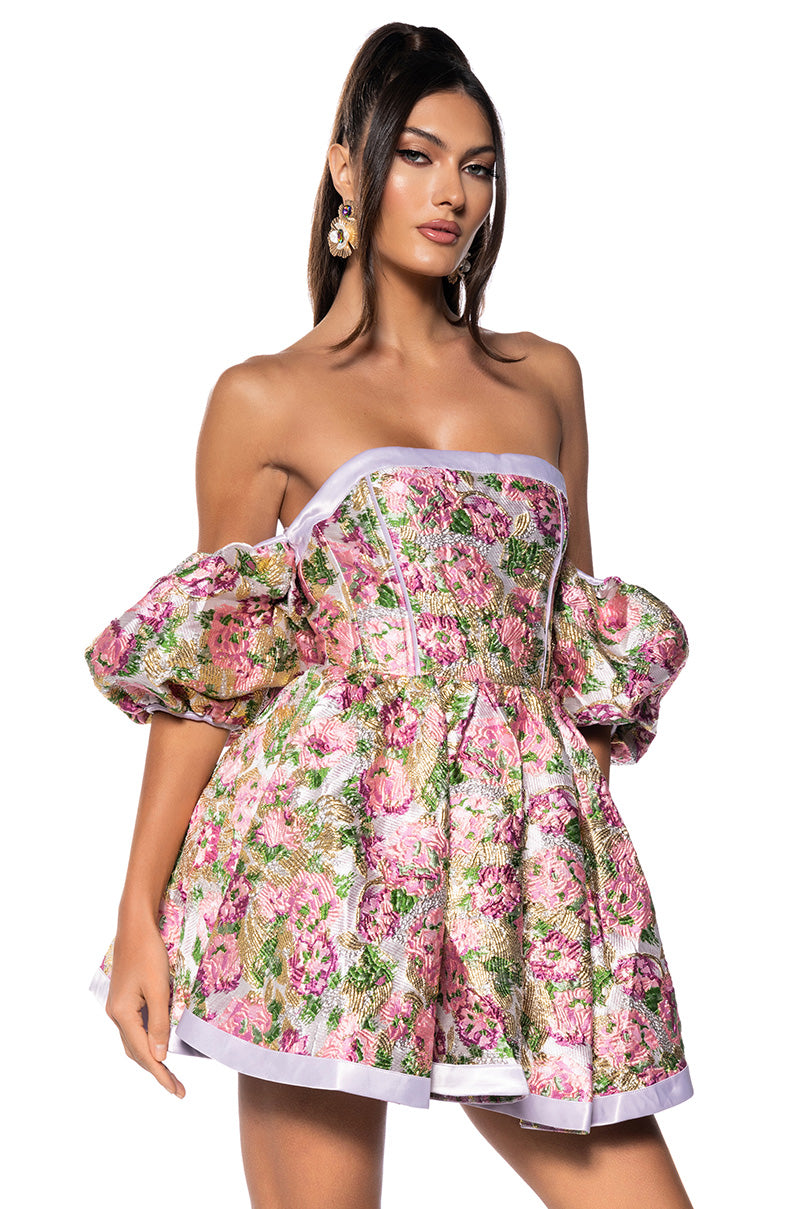 Front View Annabelle Brocade Mini Dress